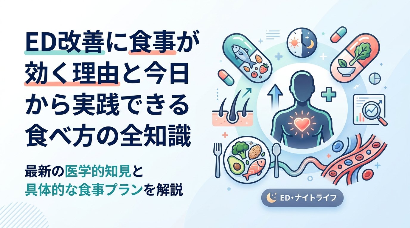 ed 改善 食事 - ED改善に食事が本当に効くのか？今日から変えられる食べ方と限界を正直に解説